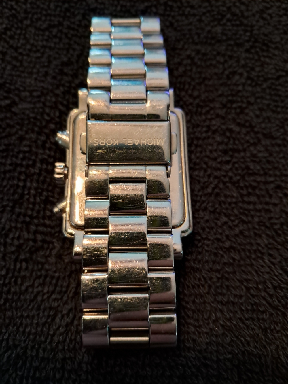 Michael Kors Silver-Tone Crystal Square Chronograph Watch - White Dial - Picture 3 of 3
